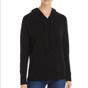 C by Bloomingdales Cashmere Hoodie Sweater Black XS High Low Side Slits Pullover